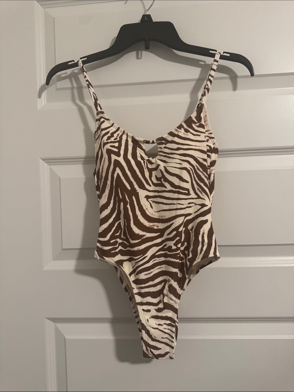 Brown Zebra Print One-Piece Swimsuit